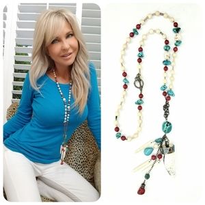 Bohemian Bronze, Turquoise, Sandstone Necklace